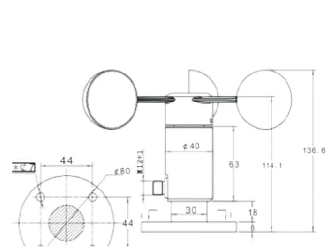 sensor de velocidad del viento dimension 201